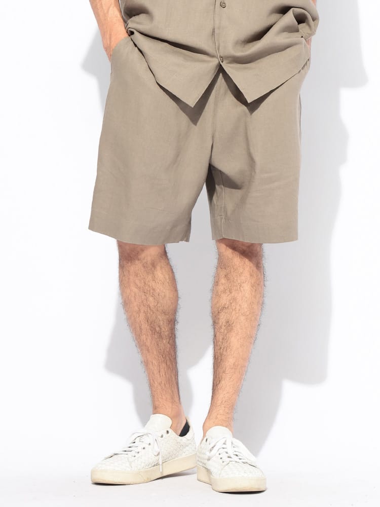 EMPORIO ARMANI (エンポリオアルマーニ) リネンブレンド ウエストコード ショートパンツ メンズ