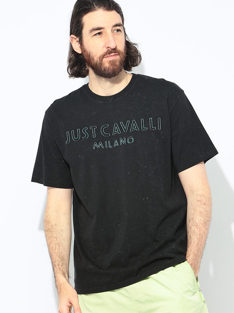 Just cavalli (ジャスト カヴァリ) ロゴステッチ クルーネック 半袖 T 