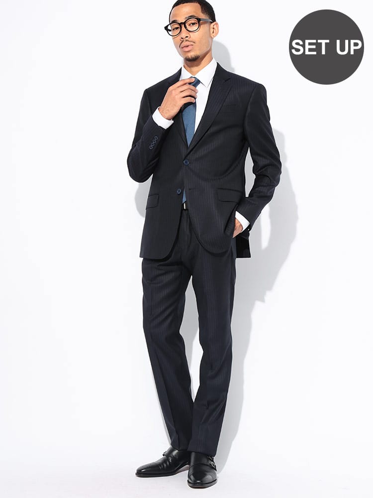 EMPORIO ARMANI (エンポリオアルマーニ) シャドーストライプ シングル ノータック スーツ EA0030TE14085S メンズ