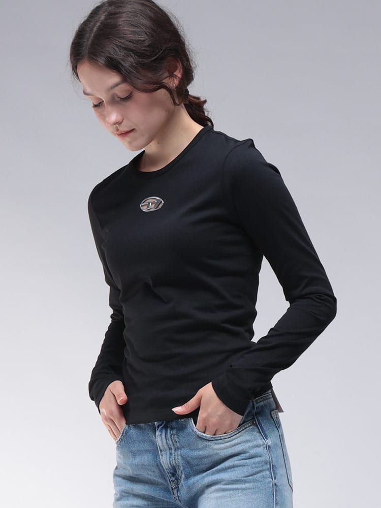 DIESEL (ディーゼル) オーバルD クルーネック 長袖 Tシャツ DSLA194380CLBR レディース