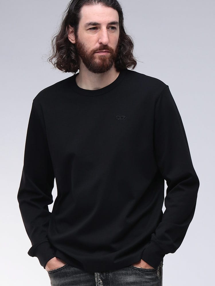 DIESEL (ディーゼル) オーバルD エンブロイダリーロゴ クルーネック 長袖 Tシャツ DSA181420AIJU メンズ 