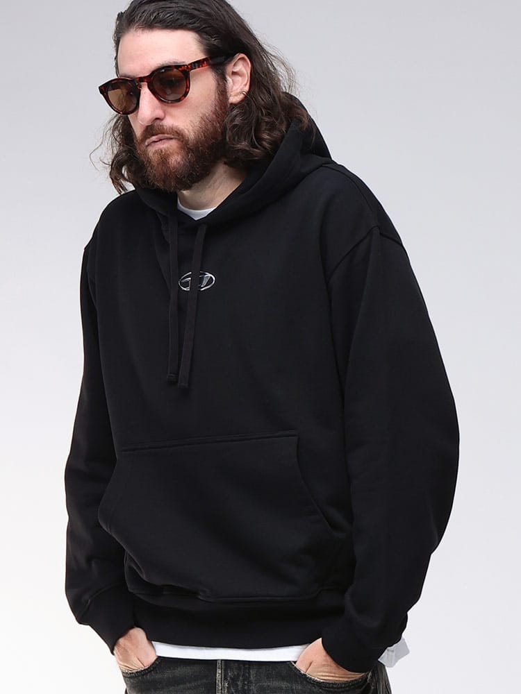 DIESEL (ディーゼル) オーバルD メタルロゴ ルーズフィット プルオーバー パーカー DSA0098560BMBJ メンズ 