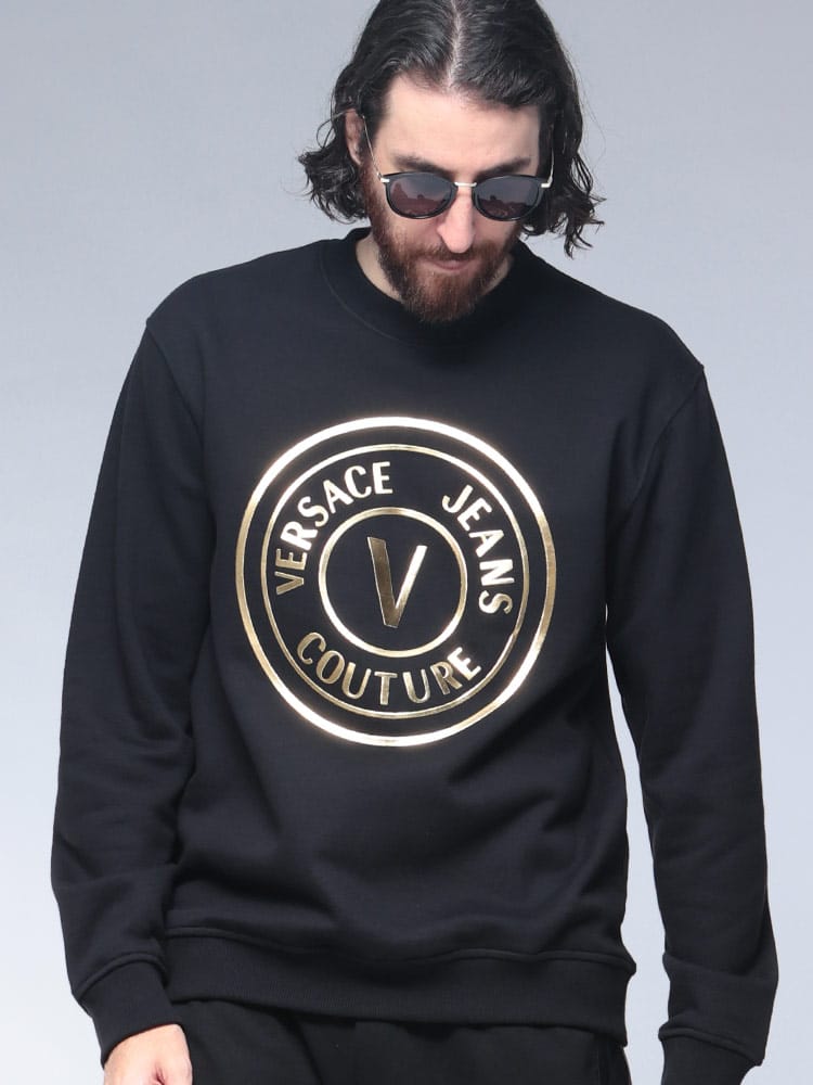 VERSACE JEANS COUTURE (ヴェルサーチェ ジーンズ クチュール) 裏起毛 ロゴプリント スウェット トレーナー VC79GAIT01 メンズ