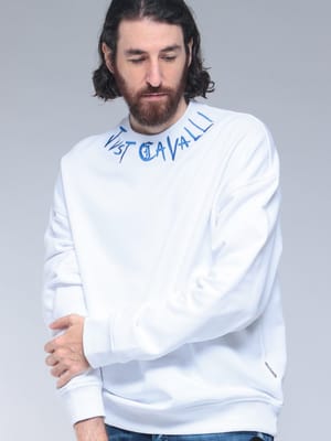 Just cavalli (ジャスト カヴァリ) ネックロゴ刺繍 スウェット トレーナー JC79OAIE21 メンズ