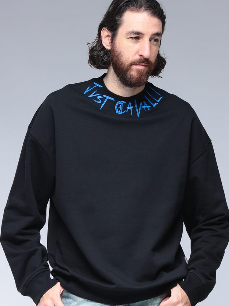 Just cavalli (ジャスト カヴァリ) ネックロゴ刺繍 スウェット トレーナー JC79OAIE21 メンズ