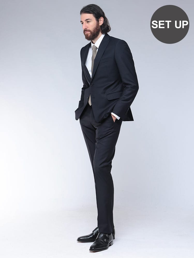 EMPORIO ARMANI (エンポリオアルマーニ) シングル２つ釦スーツ マイクロジャガード ノータック EA00558TE16834 メンズ