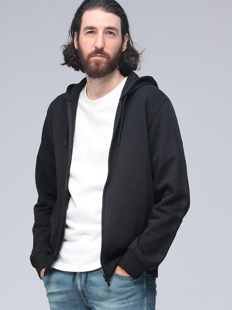 EMPORIO ARMANI (エンポリオアルマーニ) 裏フリース サイドライン フルジップ パーカー EAUEM000653 メンズ