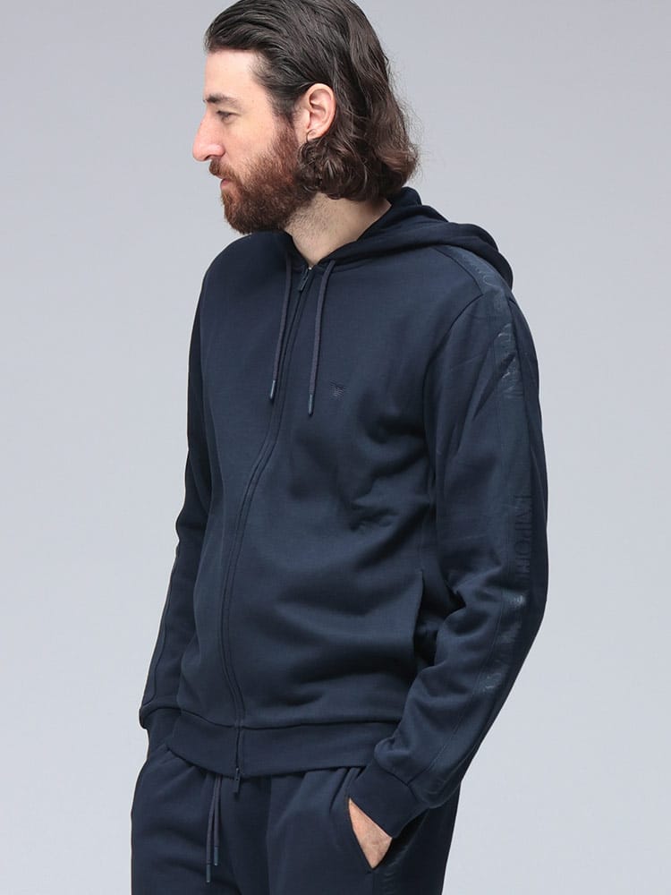 EMPORIO ARMANI (エンポリオアルマーニ) 裏フリース サイドライン フルジップ パーカー EAUEM000653 メンズ