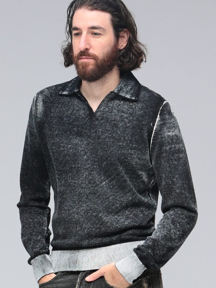 DIESEL (ディーゼル) ニット 長袖 スキッパーカラー セーター DSA148490BEAR メンズ