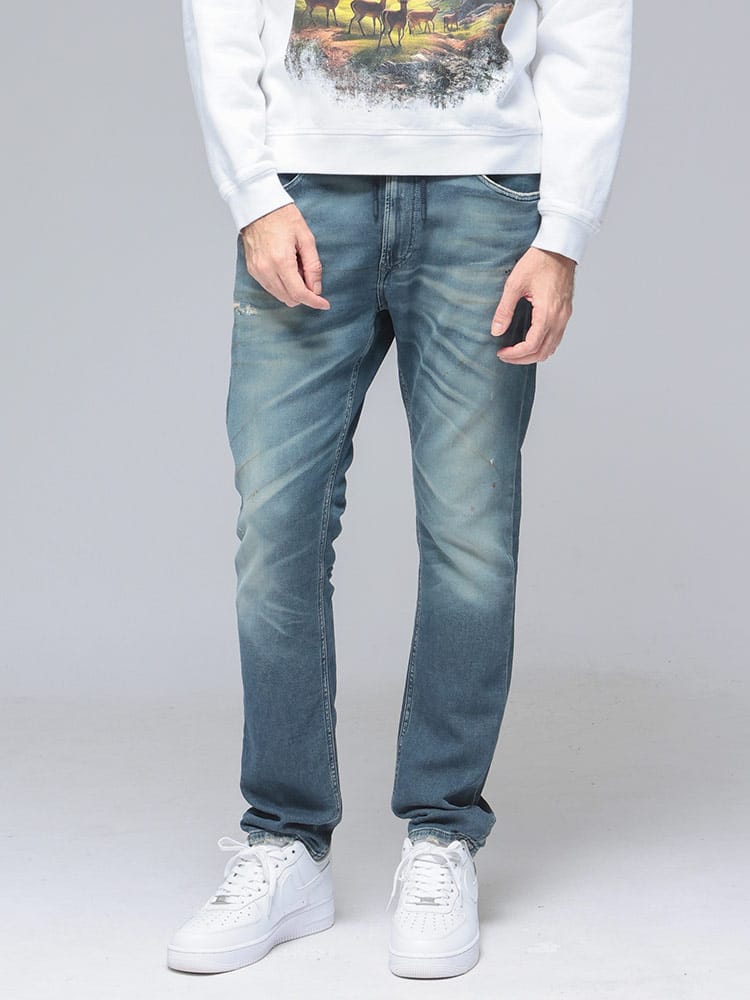 DIESEL (ディーゼル) ストレッチ ダメージ加工 ジップフライ JOGG 