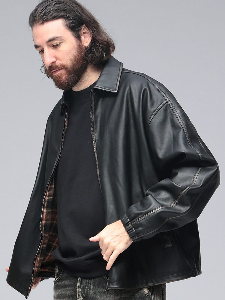 DIESEL (ディーゼル) 合成皮革 フルジップ ジャケット DSA192790LHBE メンズ