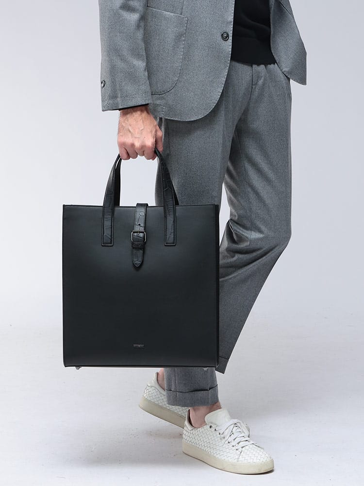 EMPORIO ARMANI (エンポリオアルマーニ) レザーショッパー クロコダイルプリントハンドル EAEM2647AF19384 メンズ