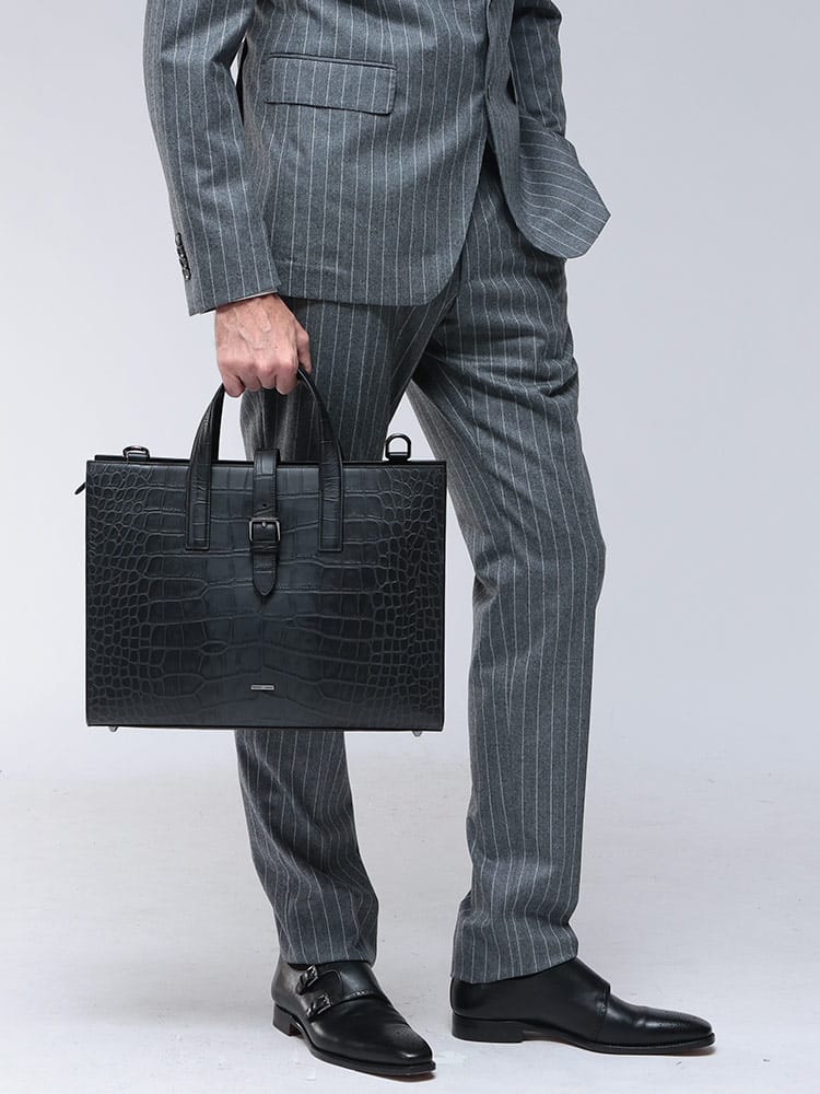 EMPORIO ARMANI (エンポリオアルマーニ) ブリーフケース クロコダイル調エンボスレザー EAEM3617AF19384 メンズ