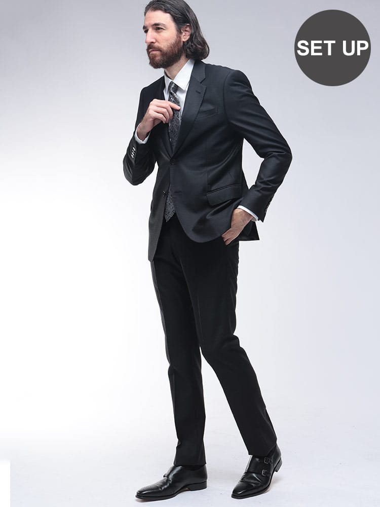 EMPORIO ARMANI (エンポリオアルマーニ) マイクロジャガード シングル ノータック スーツ EAEM197316854 メンズ