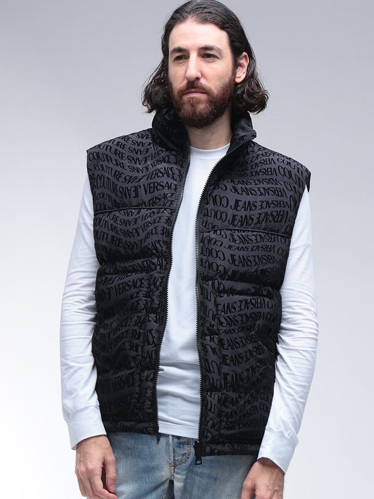 VERSACE JEANS COUTURE (ヴェルサーチェ ジーンズ クチュール) リバーシブル リクウィファイ ロゴ フルジップ ダウンベスト VC79GAUD22 メンズ