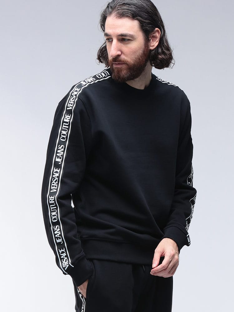 VERSACE JEANS COUTURE (ヴェルサーチェ ジーンズ クチュール) 裏起毛 サイドライン クルーネック トレーナー VC79GAIC02 メンズ