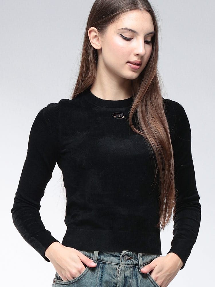 DIESEL (ディーゼル) カットアウトオーバルD 長袖 クロップドニット セーター DSLA194840IKBZ レディース