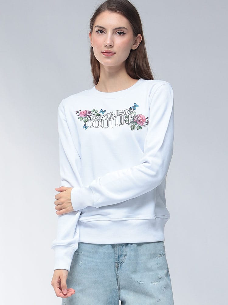 VERSACE JEANS COUTURE (ヴェルサーチェ ジーンズ クチュール) ローズロゴ クルーネック トレーナー VCL79HAIB00 レディース