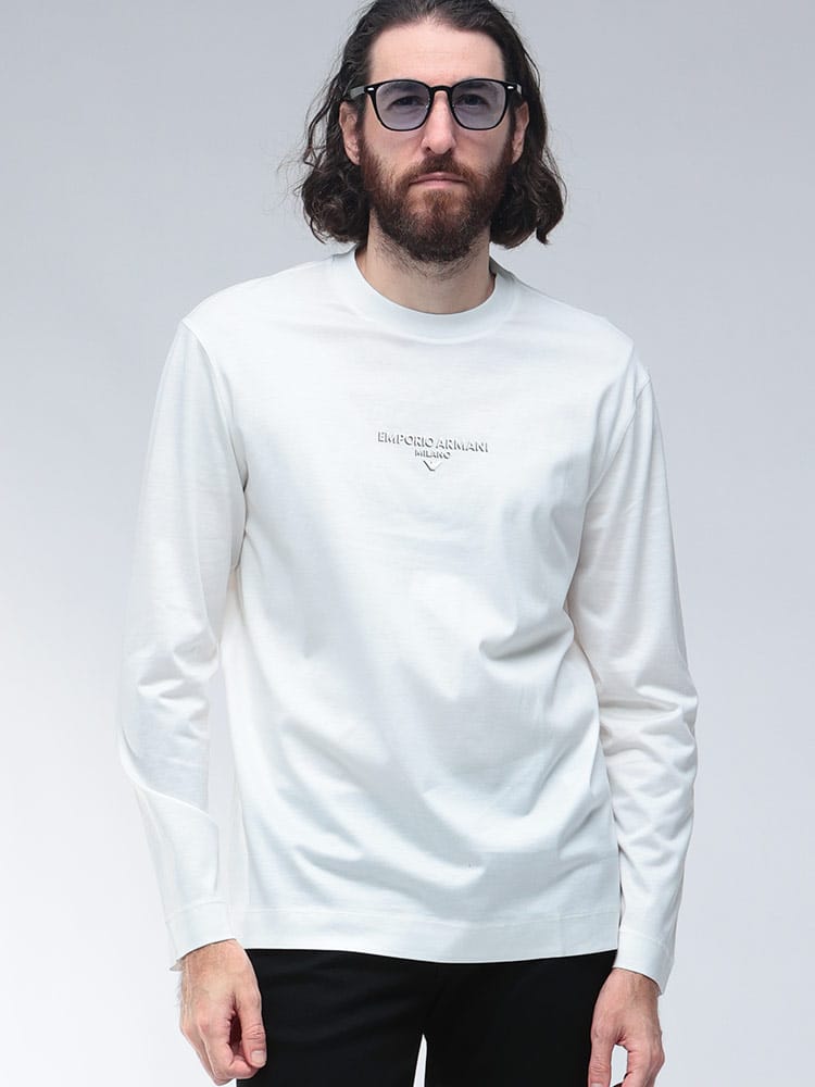 EMPORIO ARMANI (エンポリオアルマーニ) 3Dエフェクトロゴ 長袖 Tシャツ ロンT EAEM4345AF10761 メンズ