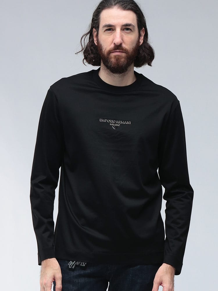 EMPORIO ARMANI (エンポリオアルマーニ) 3Dエフェクトロゴ 長袖 Tシャツ ロンT EAEM4345AF10761 メンズ