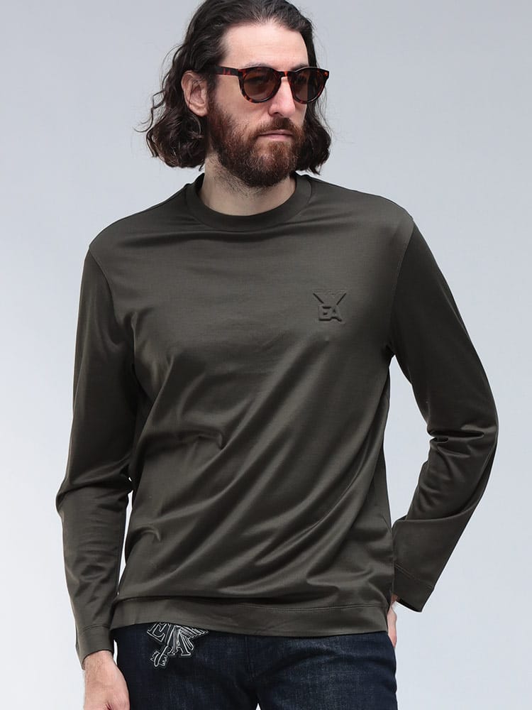 EMPORIO ARMANI (エンポリオアルマーニ) エンボス イーグルロゴ 長袖 T 
