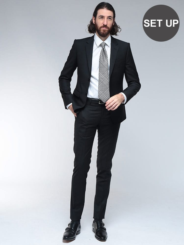 EMPORIO ARMANI (エンポリオアルマーニ) DAVIDジャガード シングル ノータック スーツ EAEM455TE16834 メンズ