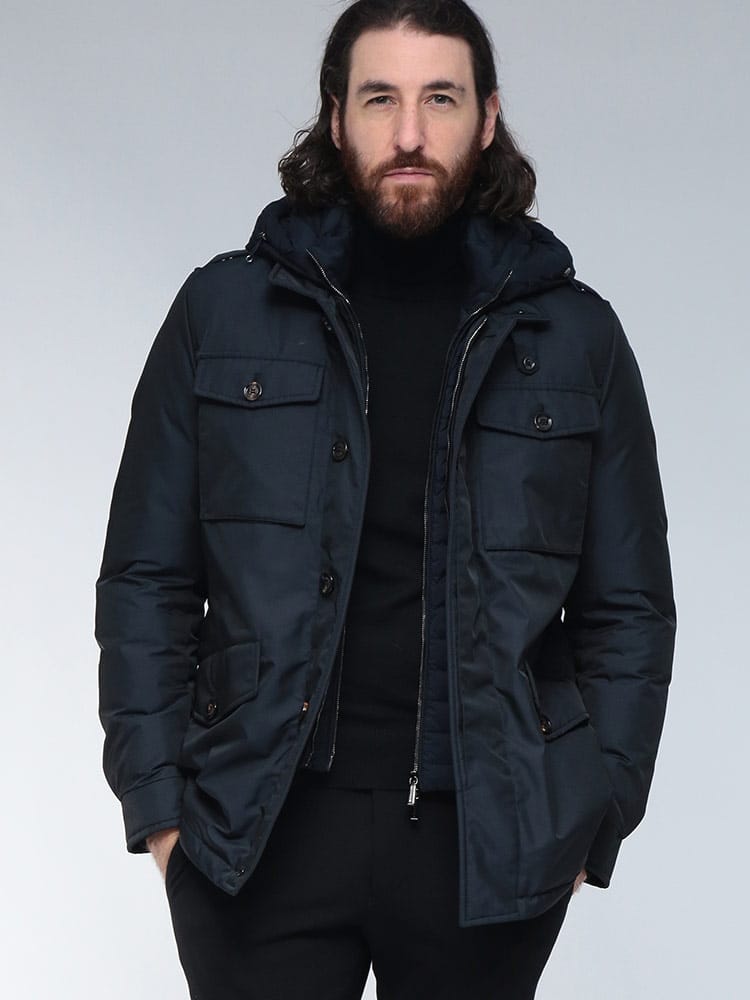 MOORER (ムーレー) フード着脱 ボタンジップ ダウンジャケット ISAC-WK MRISACWK25F メンズ