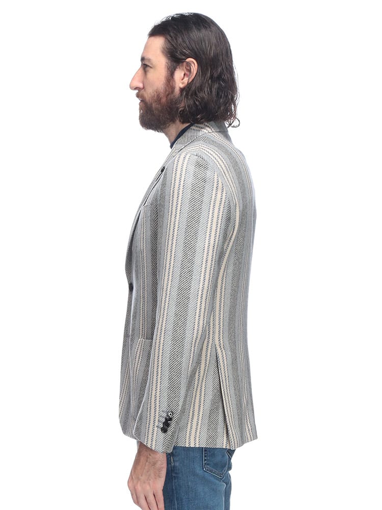 LARDINI (ラルディーニ) ストレッチウール ストライプ シングル 