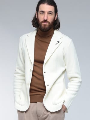 LARDINI (ラルディーニ) ウールカシミヤ ストライプ シングル ニットジャケット LDLJM5665004 メンズ