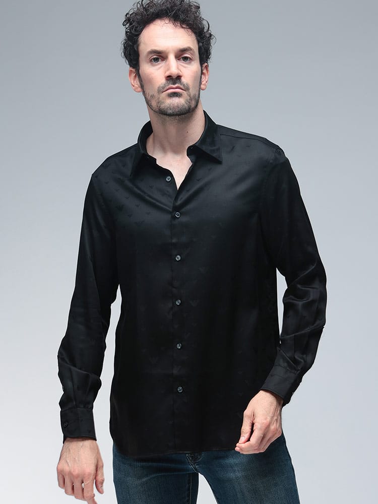 EMPORIO ARMANI (エンポリオアルマーニ) イーグル総柄 長袖 シャツ 