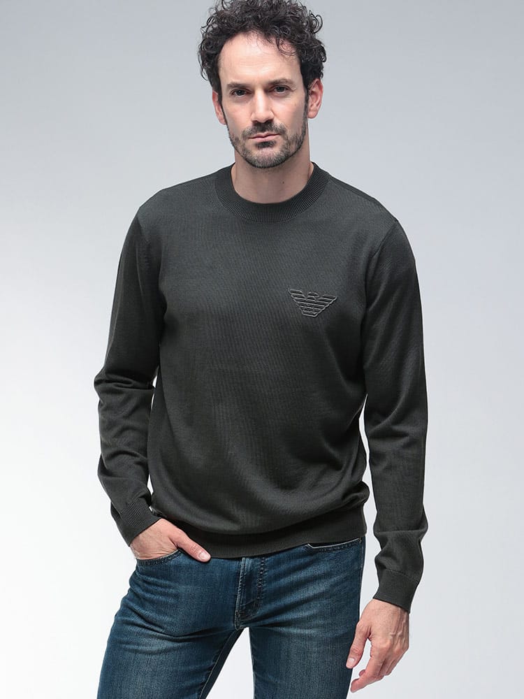 EMPORIO ARMANI (エンポリオアルマーニ) イーグルパッチ クルーネック ニット EAEM2419AF14158 メンズ