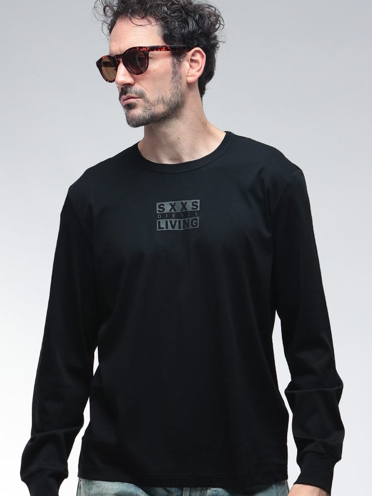 DIESEL (ディーゼル) SXXS LIVING プリント クルーネック 長袖 Tシャツ DSA187230PJBG メンズ