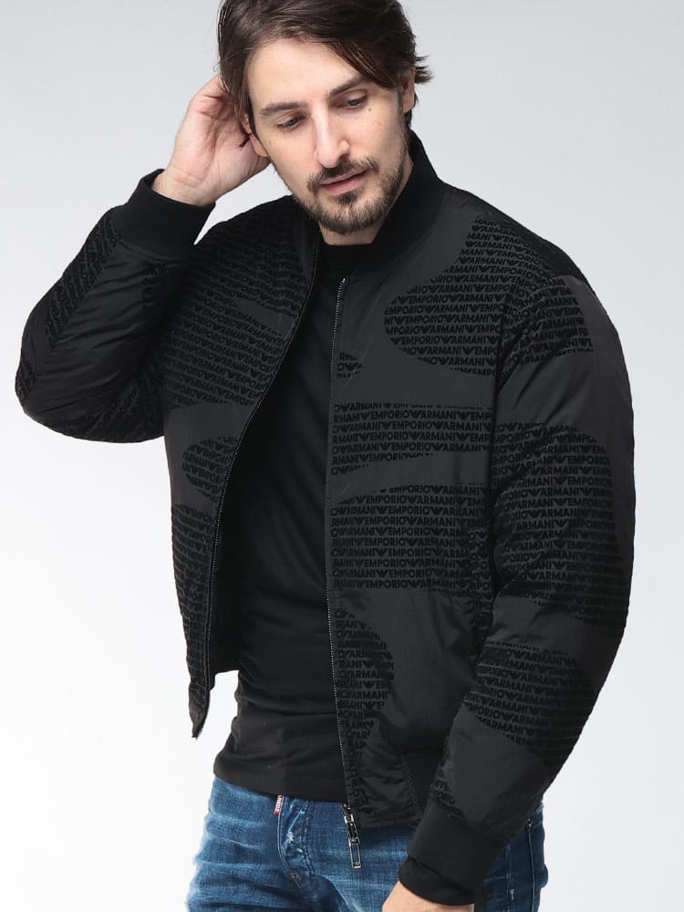 EMPORIO ARMANI (エンポリオアルマーニ) ロゴ＆パターン リバーシブル ダウンブルゾン EAEM00378319870 メンズ