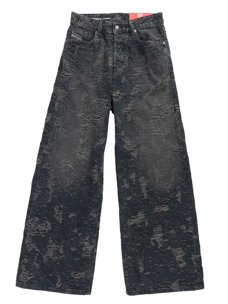 DIESEL (ディーゼル) ダメージ加工 ワイド デニム パンツ relaxed jeans 1996 d-sire 007bv DSLA1349507BV レディース