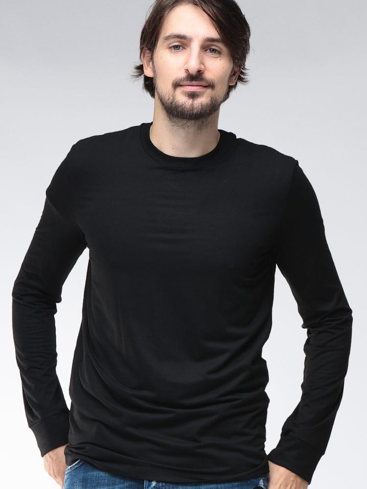 DSQUARED2 (ディースクエアード) クルーネック 長袖 ストレッチ Tシャツ D2D9M106030 メンズ