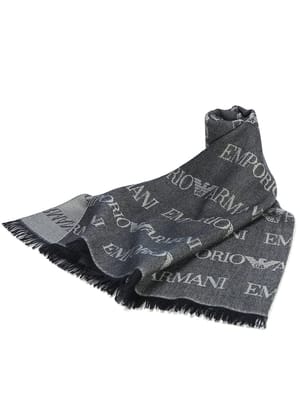 EMPORIO ARMANI (エンポリオアルマーニ) ロゴパターン ウール混 スカーフ マフラー EAEM0423821541 メンズ