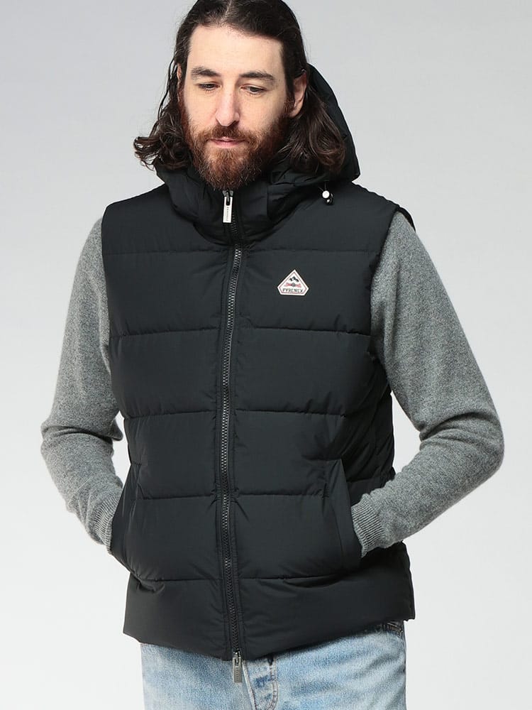 PYRENEX (ピレネックス) フード着脱 ダブルジップ ダウンベスト SPOUTNIC MINI RIP STOP VEST PNHMY021 メンズ