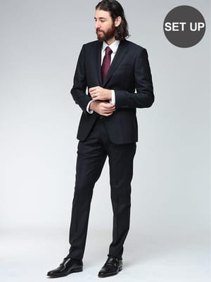 EMPORIO ARMANI (エンポリオアルマーニ) ヘリンボーンストライプ シングル ノータック スーツ EA00478TE16071 メンズ