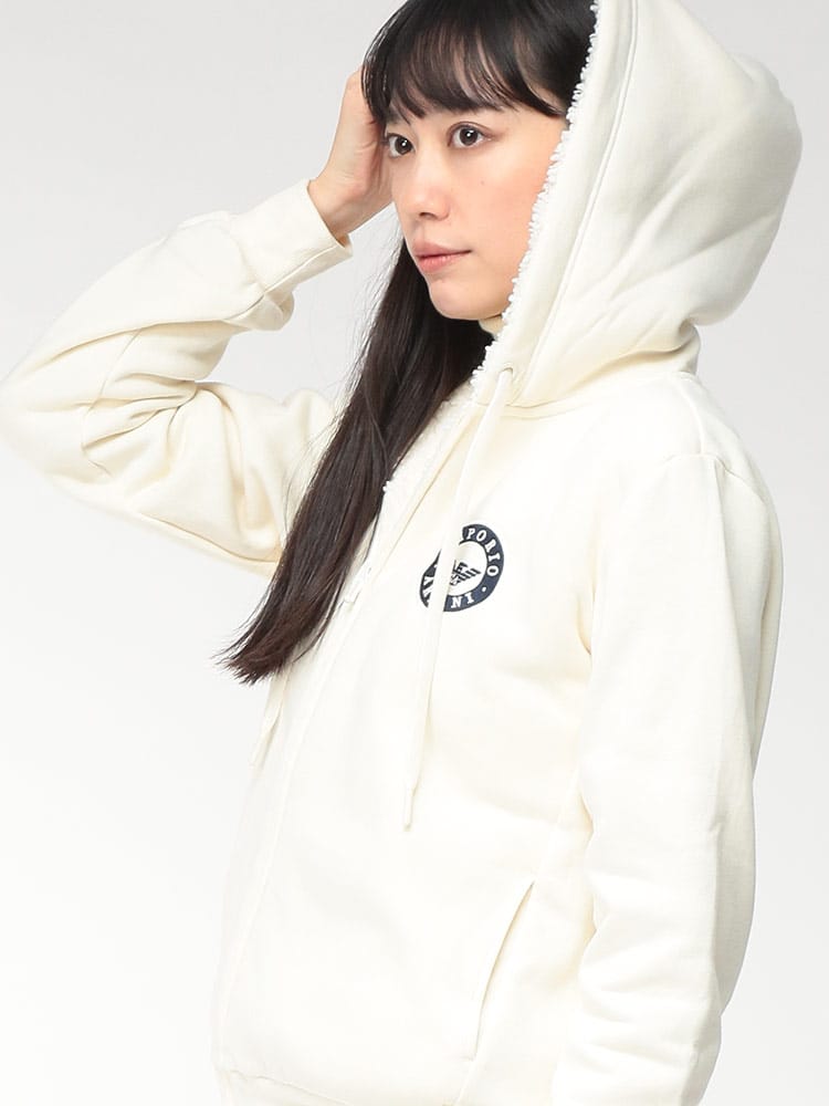 EMPORIO ARMANI (エンポリオアルマーニ) 胸ロゴ刺繍 フルジップ 裏ボア パーカー EAULEW001935 レディース