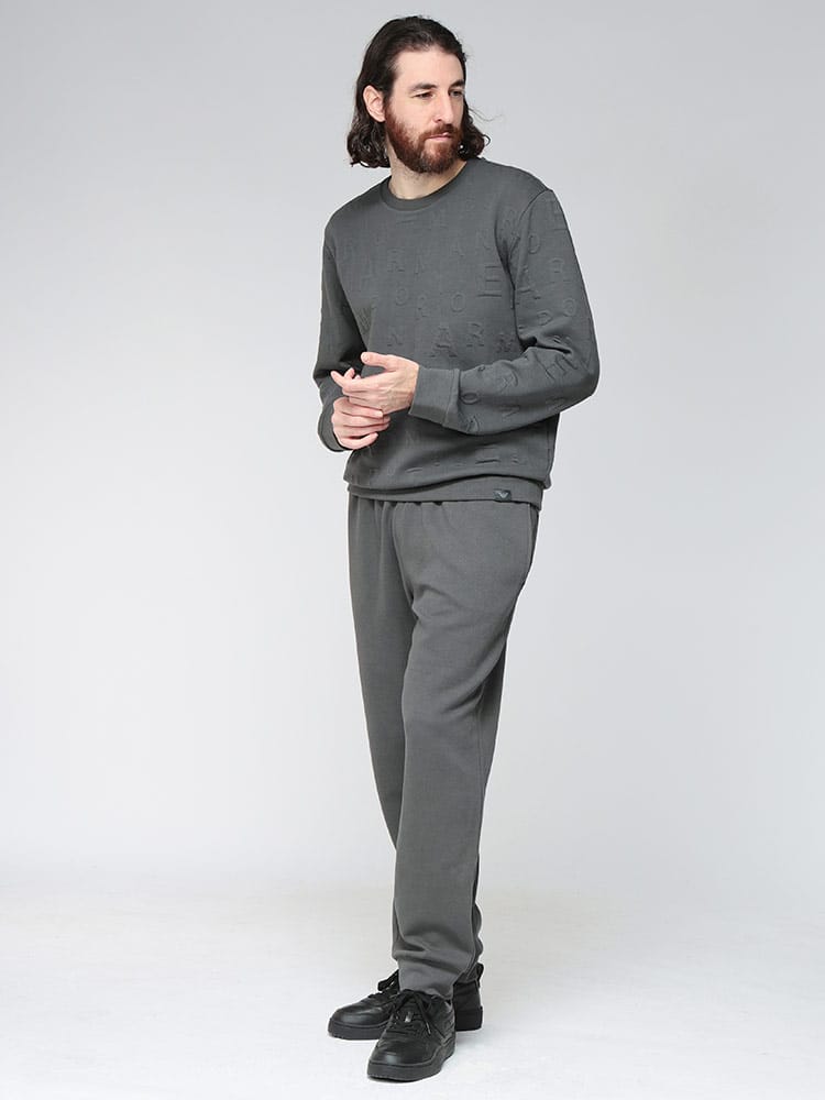 EMPORIO ARMANI (エンポリオアルマーニ) 総柄ロゴ トレーナー パンツ セットアップ EAUEM001922 メンズ