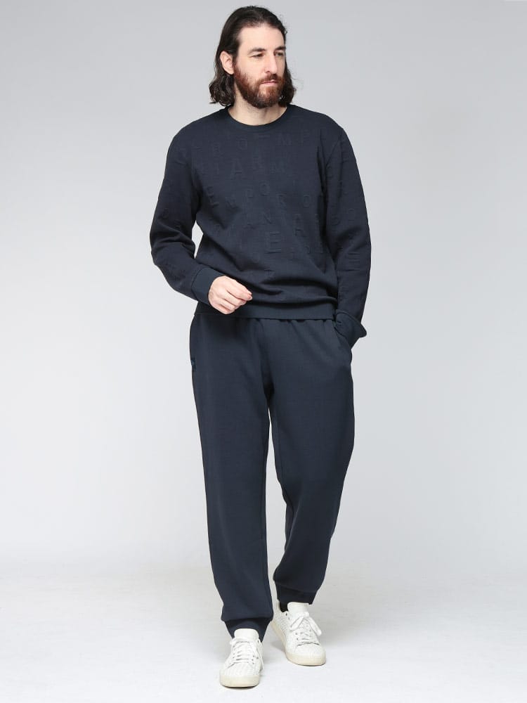 EMPORIO ARMANI (エンポリオアルマーニ) 総柄ロゴ トレーナー パンツ セットアップ EAUEM001922 メンズ