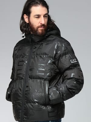 EMPORIO ARMANI (エンポリオアルマーニ) オールオーバーロゴ フルジップ 中綿 ジャケット EA77M697AF15969 メンズ