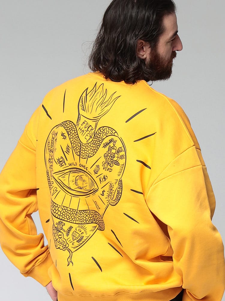 Just cavalli (ジャスト カヴァリ) 裏起毛 バックプリント クルーネック スウェット トレーナー JC79OAIT19 メンズ