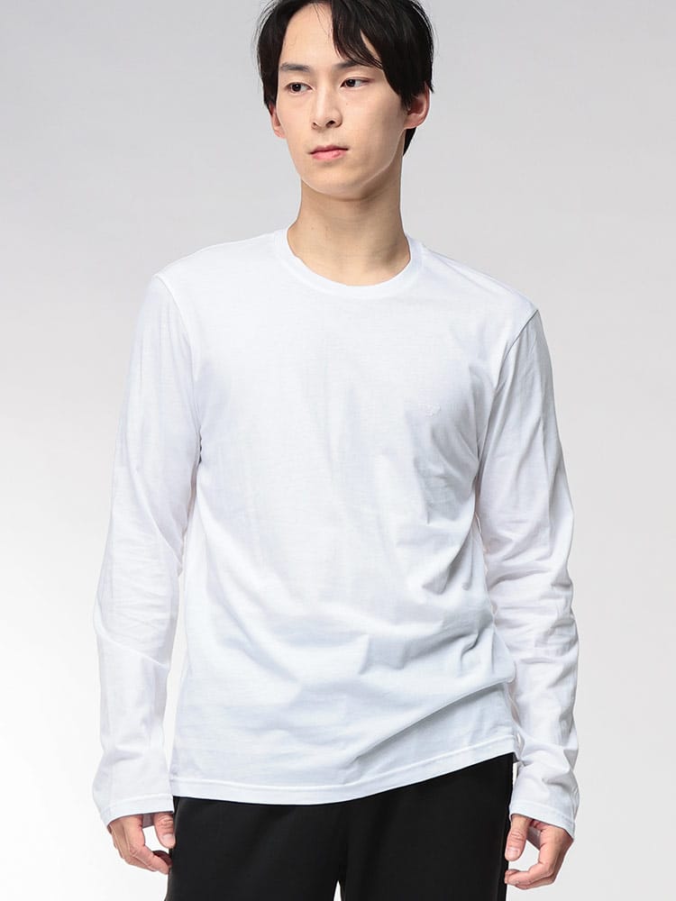 EMPORIO ARMANI (エンポリオアルマーニ) 無地 インナー イーグルロゴ クルーネック 長袖 アンダーTシャツ EAUEM382AF14210 メンズ