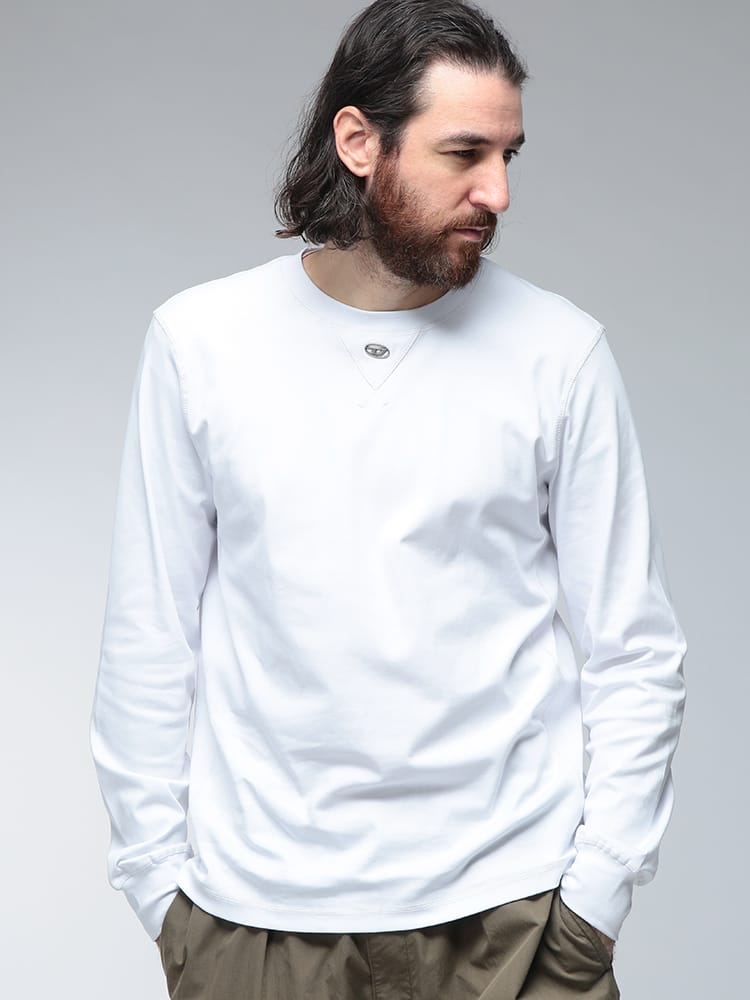 DIESEL (ディーゼル) ロゴ オーバルD クルーネック コットン 長袖 Tシャツ DSA199670AIJU メンズ
