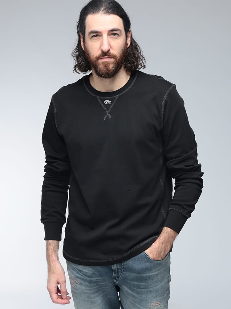 DIESEL (ディーゼル) ロゴ オーバルD クルーネック コットン 長袖 Tシャツ DSA199670AIJU メンズ