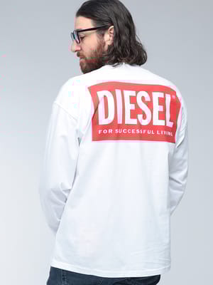 DIESEL (ディーゼル) ロゴ バックロゴ プリント クルーネック コットン 長袖 Tシャツ DSA200370EPCA メンズ
