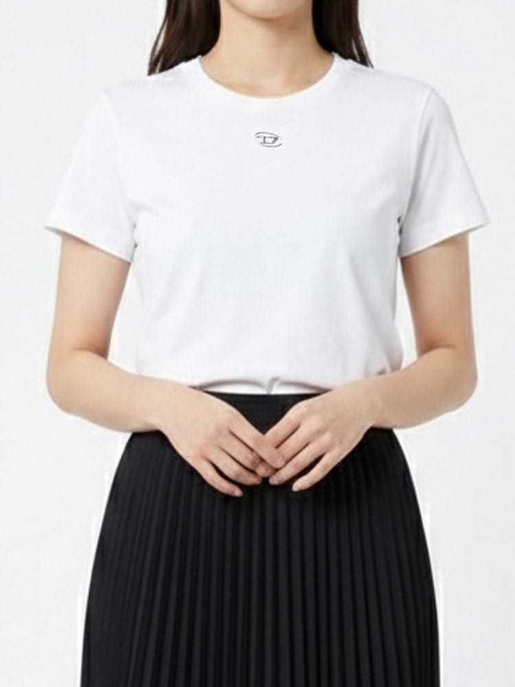 DIESEL (ディーゼル) ロゴ オーバルD クルーネック コットン 半袖 Tシャツ t-normy-od-s1 DSLA203990JMBB レディース