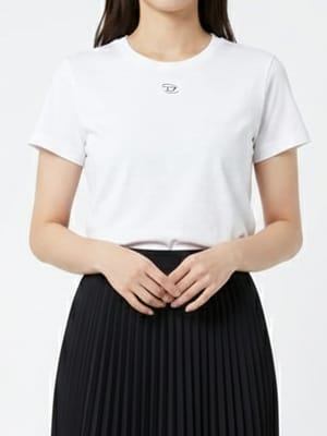 DIESEL (ディーゼル) ロゴ オーバルD クルーネック コットン 半袖 Tシャツ t-normy-od-s1 DSLA203990JMBB レディース