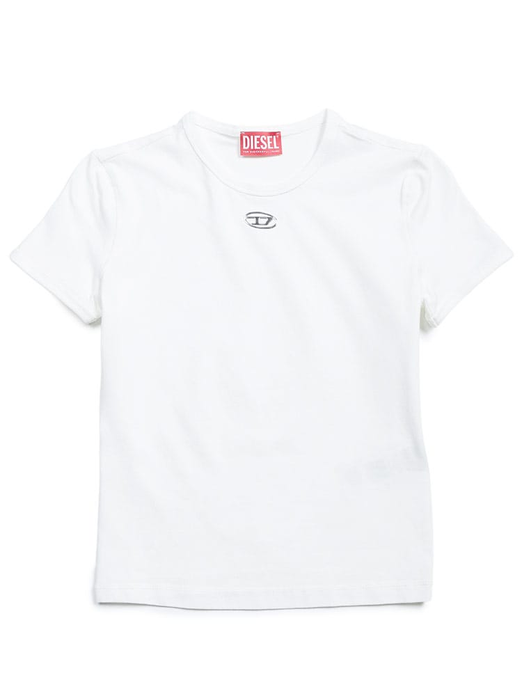 DIESEL (ディーゼル) ロゴ オーバルD クルーネック スリムフィット コットン 半袖 Tシャツ t-uncutieslong-od DSLA199170AHQH レディース